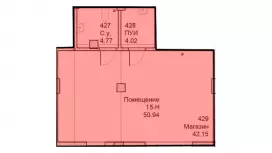 Торговое помещение 50,94 метров-99. План объекта