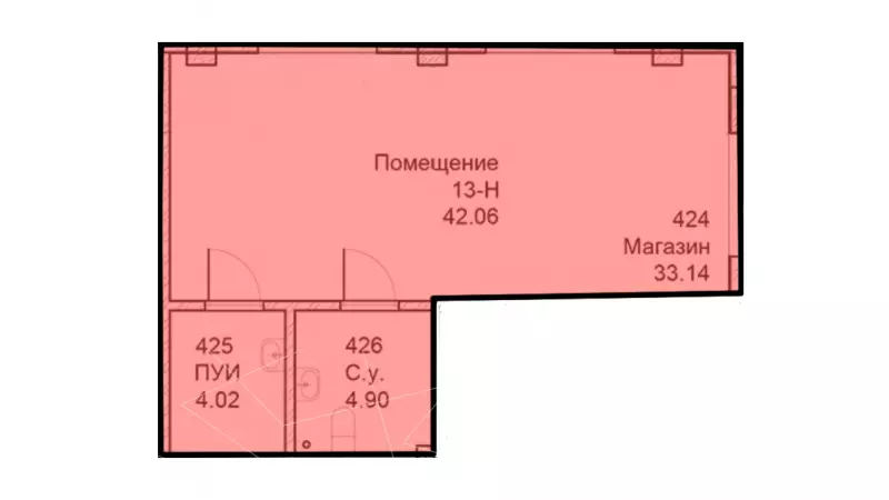 Торговое 42,06 метров-99. План объекта