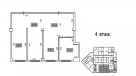 Аренда офиса 108 кв.метров, 4 этаж-99. План объекта