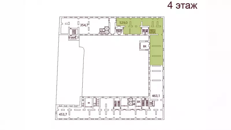 Аренда офиса 465.9 кв.метров, 4 этаж-99. План объекта