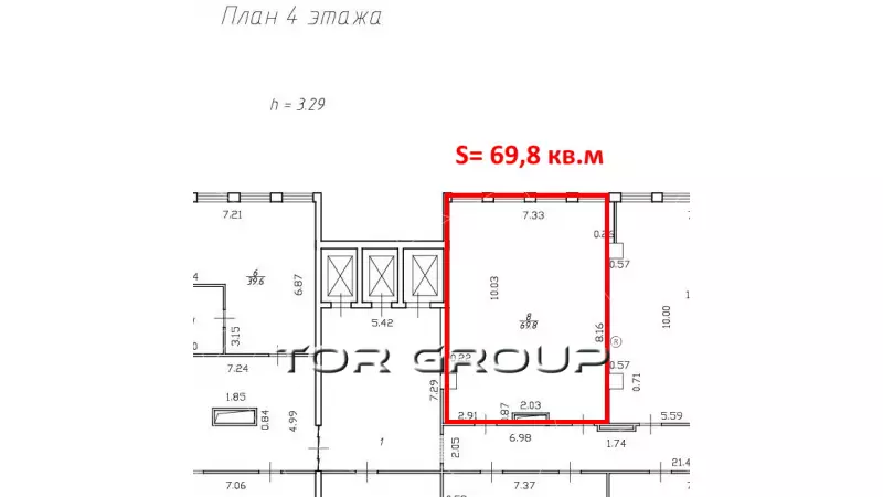 Аренда офиса 69,8м2-99. План объекта