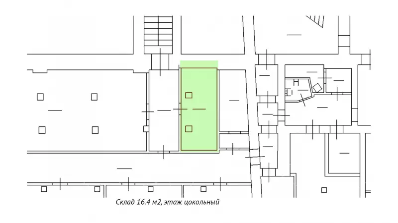 Аренда склада 16,5 метра в бизнес-центре-99. План объекта
