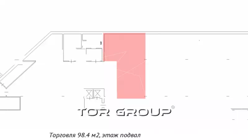 Аренда 98,4 м2 на цокольном этаже ТЦ-99. План объекта