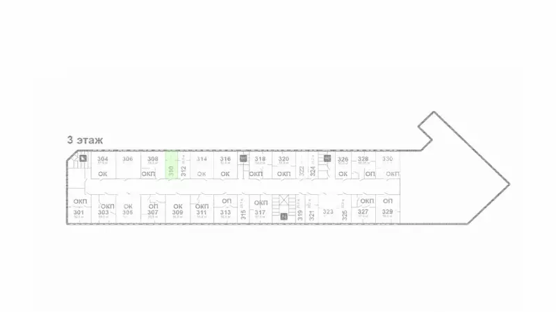 Аренда офиса 28,6 кв.метров, 3 этаж-99. План объекта