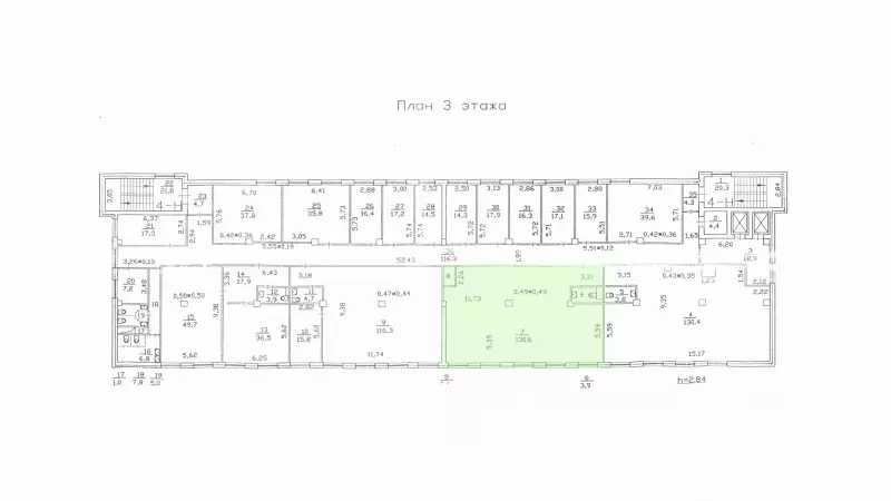 Аренда офиса 55 м2 3 этаж-99. План объекта
