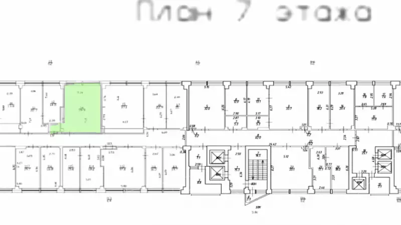Аренда офиса 39.9 кв.метров, 7 этаж-99. План объекта