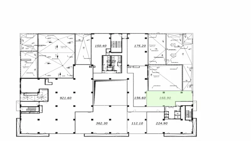 Аренда офиса 168 кв.метров, 9 этаж-99. План объекта