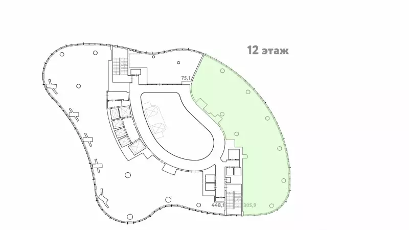 Аренда офиса 305.9 кв.метров, 12 этаж-99. План объекта