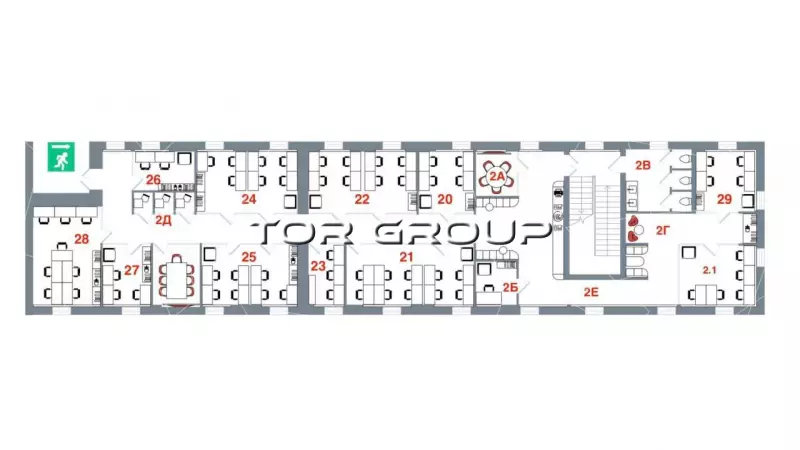 Аренда офиса 317 кв.метров, 2 этаж-99. План объекта