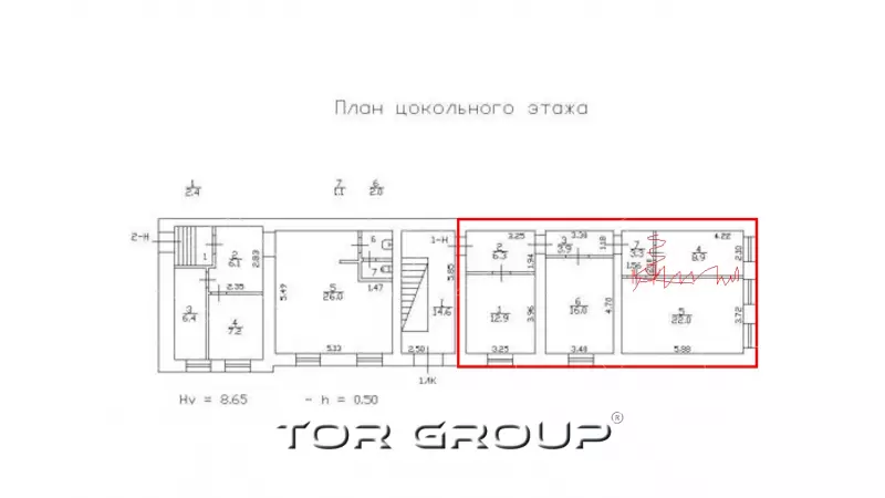 Продажа офиса 73.3м у метро Василеостровская-99. План объекта