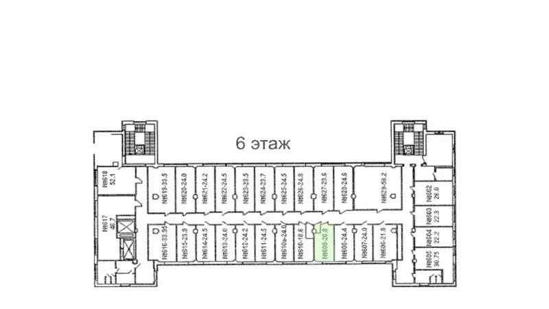 Аренда офиса 20,8 кв.метров, 6 этаж-99. План объекта