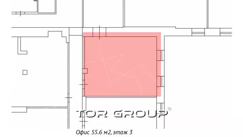 Аренда офиса 55.6 кв.метров, 3 этаж-99. План объекта