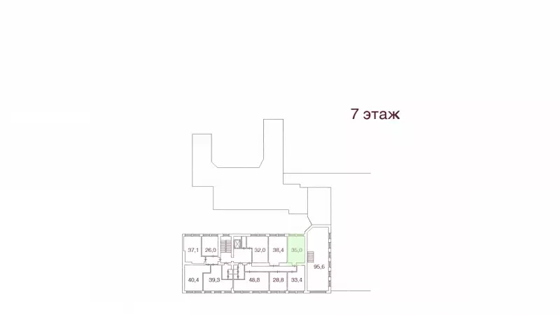 Аренда офиса 35 кв.метров, 7 этаж-99. План объекта