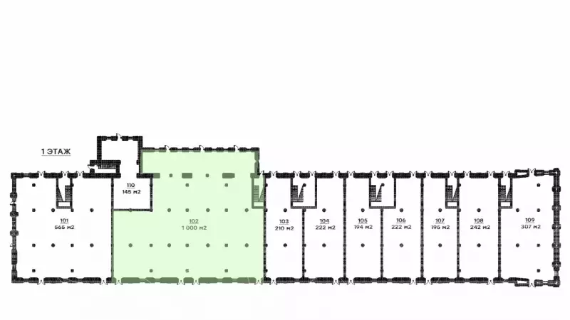 Продажа офиса 1003 кв.метров, 1 этаж-99. План объекта