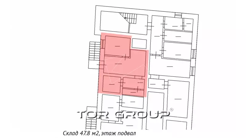 Аренда офиса 45,6 кв.метров, Подвал этаж-99. План объекта