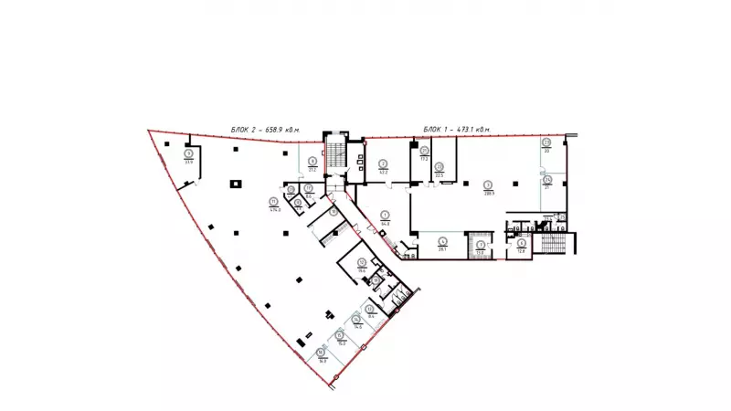 Аренда офиса 1165 кв.метров, 2 этаж-99. План объекта