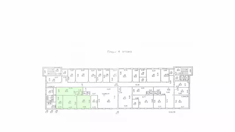 Аренда офиса 222,7 кв.метров, 4 этаж-99. План объекта