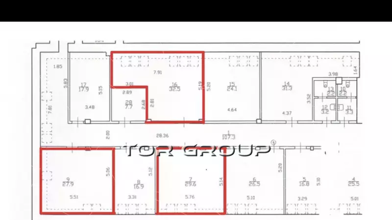 Аренда офиса 31.3 кв.метров, 5 этаж-99. План объекта