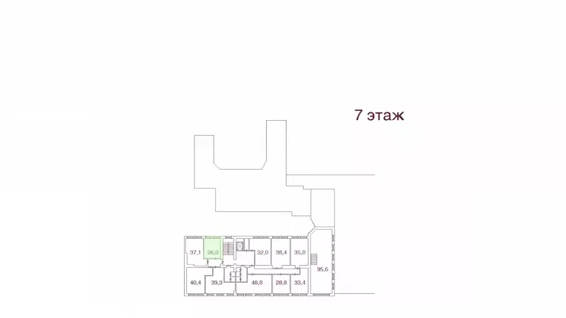 Аренда офиса 26 кв.метров, 7 этаж-99. План объекта