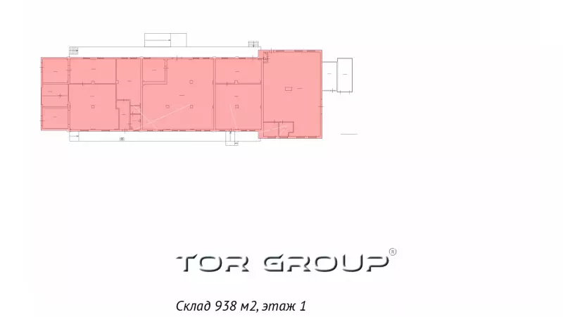Аренда склада 938 м2, 1 этаж-99. План объекта