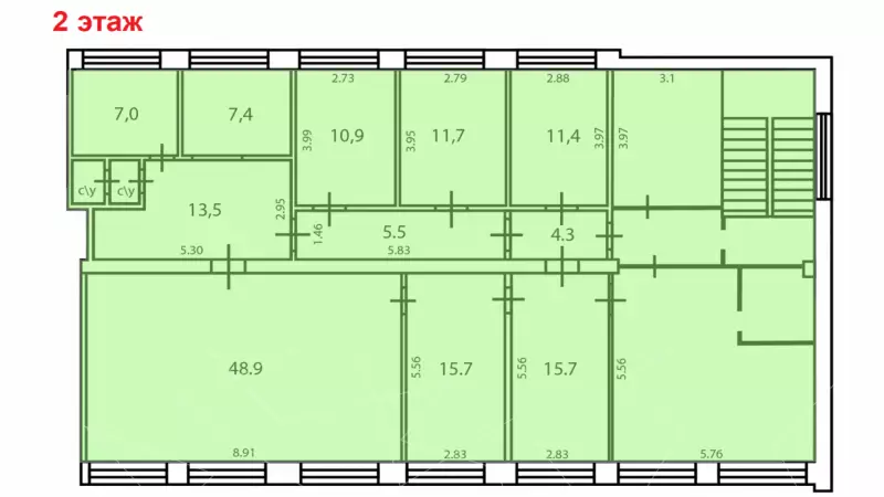 Аренда офиса 226,4 кв.метров, 2 этаж-99. План объекта
