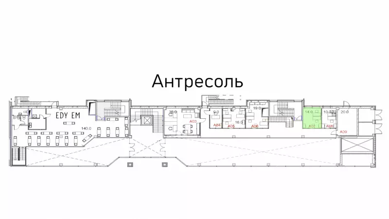 Аренда офиса 14 кв.метров, Антресоль этаж-99. План объекта