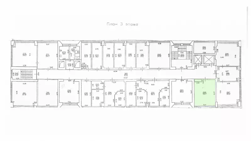 Аренда офиса 33.7 кв.метров, 3 этаж-99. План объекта