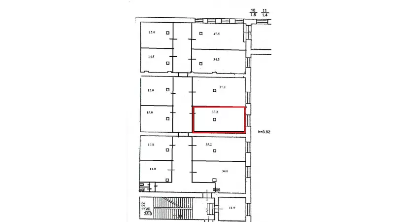 Аренда офиса 37.2 кв.метров, 4 этаж-99. План объекта