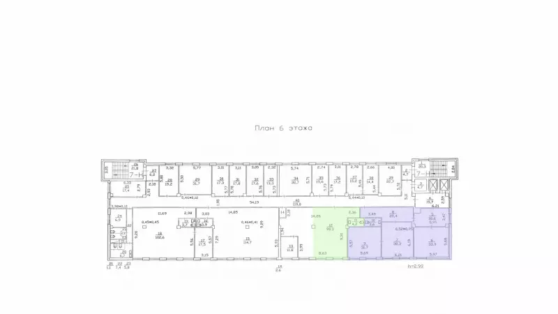 Аренда офиса 152.6 кв.метров, 6 этаж-99. План объекта