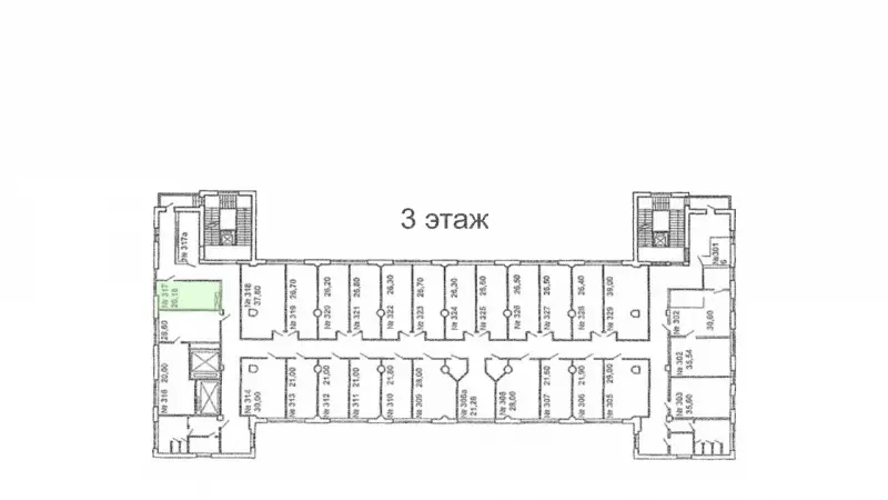 Аренда офиса 22 кв.метров, 3 этаж-99. План объекта