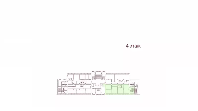 Аренда офиса 195.3 кв.метров, 4 этаж-99. План объекта