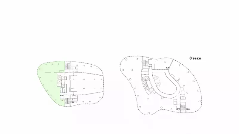 Стильный офис 259 м&sup2; в БЦ класса А-99. План объекта