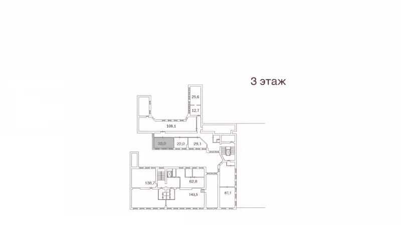 Аренда офиса 33 кв.метров, 3 этаж-99. План объекта