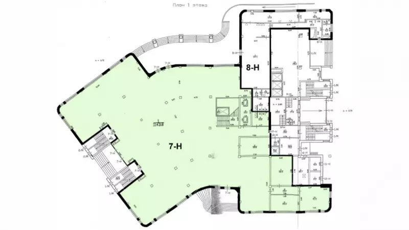 Продажа офиса 1315 кв.метров, 1 этаж-99. План объекта