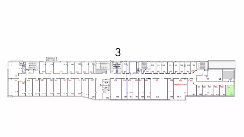 Аренда офиса 22 кв.метров, 3 этаж-99. План объекта