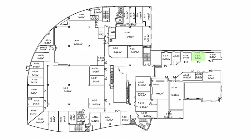 Аренда офиса 24 кв.метров, 3 этаж-99. План объекта