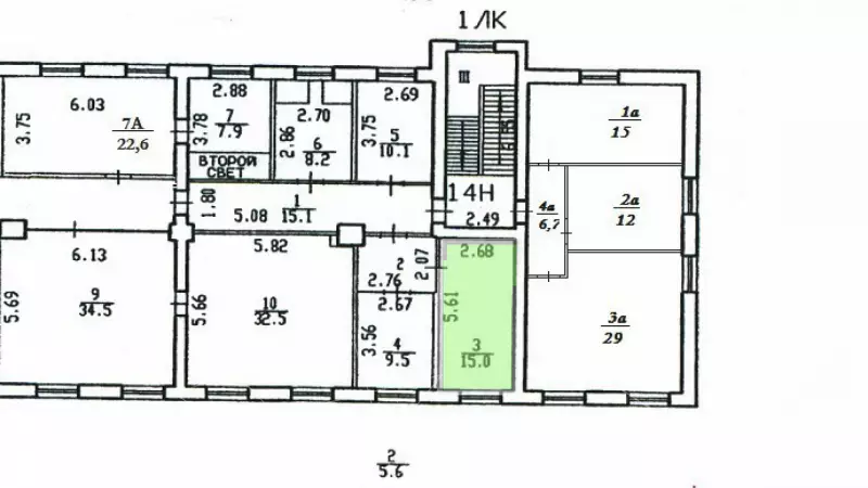 Аренда офиса 15 кв.метров, 2 этаж-99. План объекта
