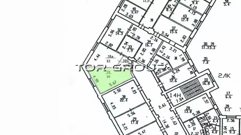 Аренда офиса 19 кв.метров, 2 этаж-99. План объекта