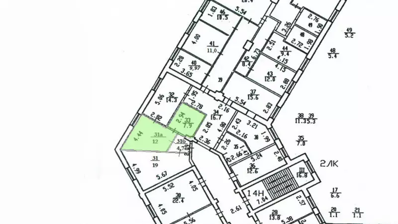 Аренда офиса 19.9 кв.метров, 2 этаж-99. План объекта