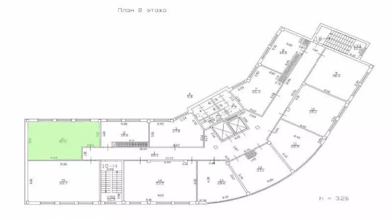 Аренда офиса 46.6 кв.метров, 8 этаж-99. План объекта