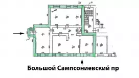 Бомбическое помещение 165,4 м&sup2;, 2 входа, 50 кВт-99. План объекта