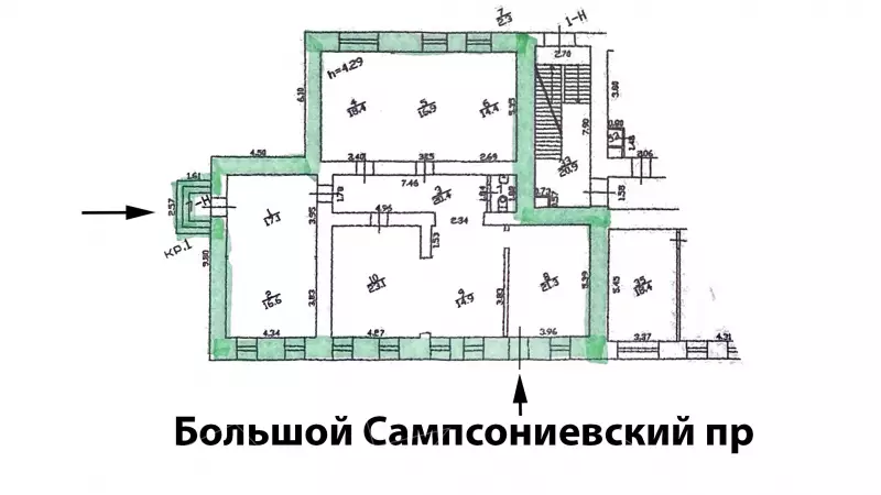 Бомбическое помещение 165,4 м&sup2;, 2 входа, 50 кВт-99. План объекта
