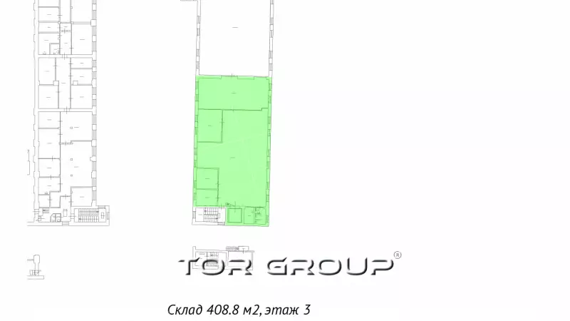 Собственник. Груз. Лифт. С/У. 408 м&sup2; Творчество-99. План объекта