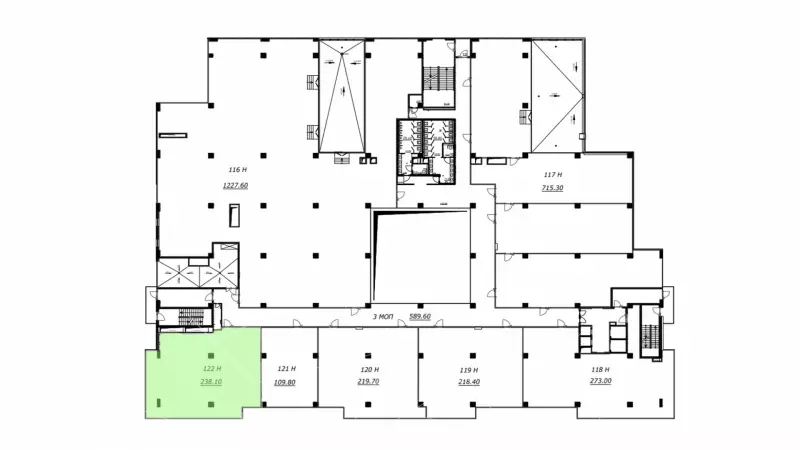 Аренда офиса 238.1 кв.метров, 6 этаж-99. План объекта