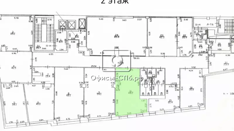 Аренда офиса 48.2 кв.м-99. План объекта