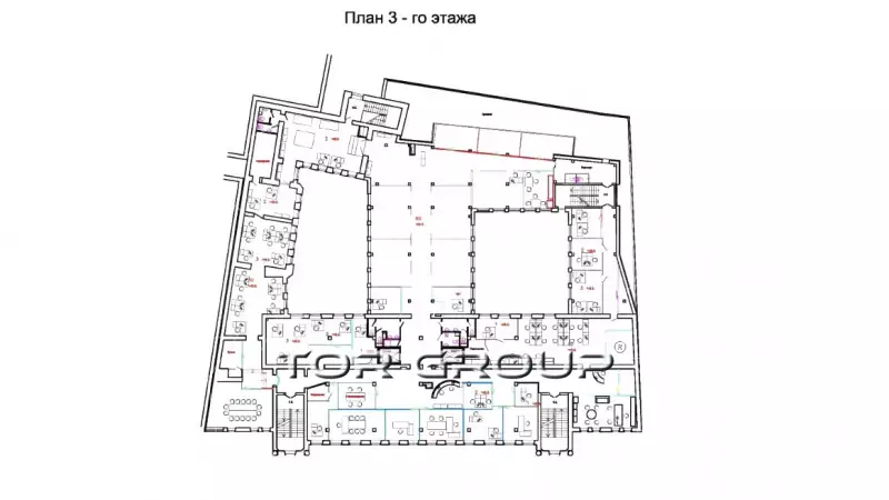 Аренда офиса 1332 кв.метров, 3 этаж-99. План объекта
