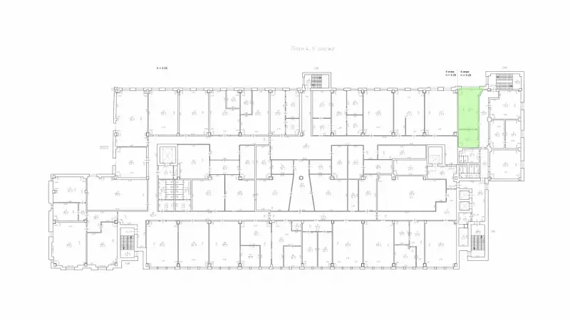 Аренда офиса 43,9 кв.метров, 4 этаж-99. План объекта