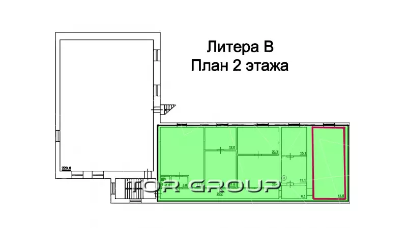 Аренда офиса 45.7 кв.метров, 2 этаж-99. План объекта