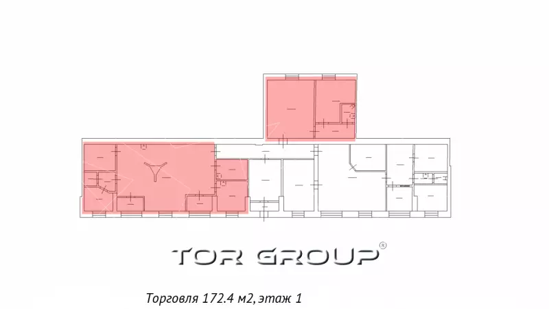 Офис у метро 172.4 м2 под школу танцев-99. План объекта