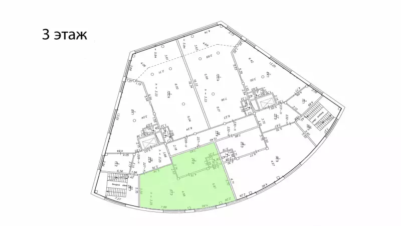 Аренда офиса 125.4 кв.метров, 3 этаж-99. План объекта